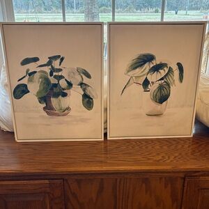 Threshold Brand Botanical Art Duo with Green and Cream Tones